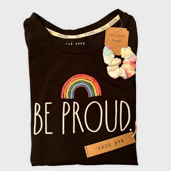 NWT Rae Dunn “Be Proud” Rainbow TShirt Gay Pride XS - Picture 1 of 10